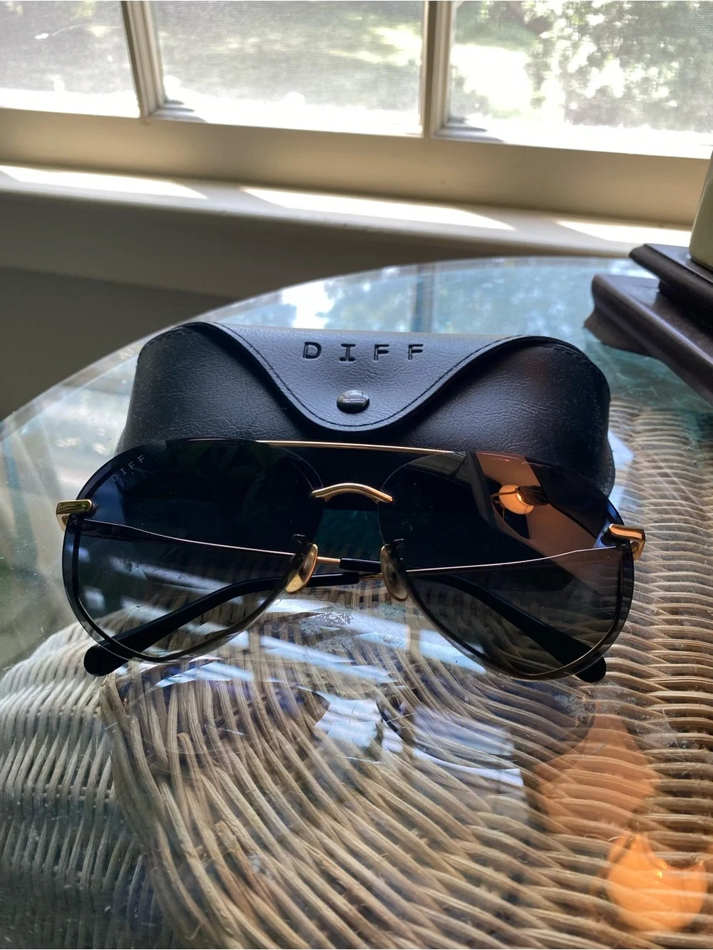 DIFF Lenox Aviators Gradient Gray- Blue Lens Sunglasses
